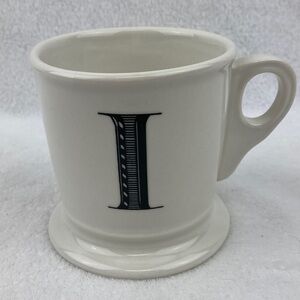 Anthropologie White Monogrammed I Stoneware Mug